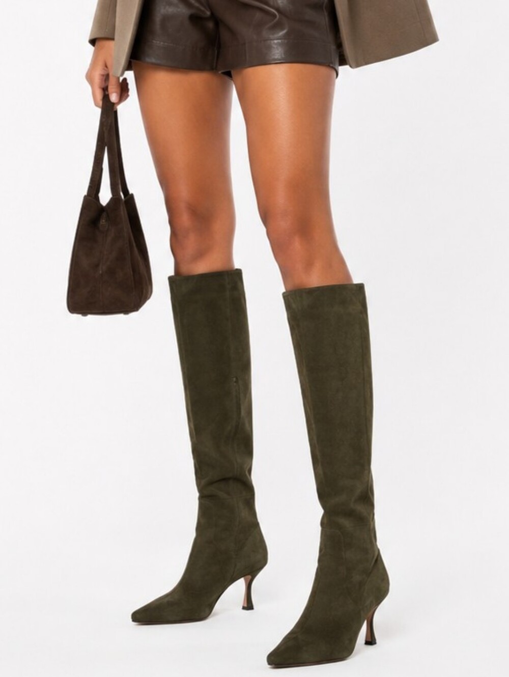 Staud Cami Suede Olive Green Knee High Boots NWOB Size 39/US 8.5 - Picture 3 of 13